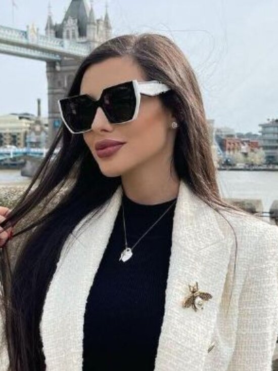 Prada Women Sunglasses Black White Grey Cat Eye PR15WS 09Q5S0 NEW AUTHENTIC